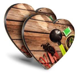 Destination Vinyl ltd Great Coasters (Set of 2) Heart - Gardening Tools Gardener Garden Drink Glossy Coasters/Tabletop Protection for Any Table Type #45132