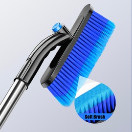 Car Ice Scraper & Snow Brush (2 in 1) Easy to Assemble, Improved Ice Scraper Car with Broom, 360° Rotating Snow Brush and Ergonomic Foam Handle, Suitable for Trucks and SUVs