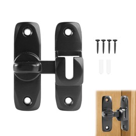 1PCS 90/180 Degree Flip Door Latch, Zinc Alloy Right Angle Barn Door Gate Latches Lock Door Lock Latch Hardware Black Flip Barn Door Locks for Barn Garden Bathroom Outdoor Garage Window Etc