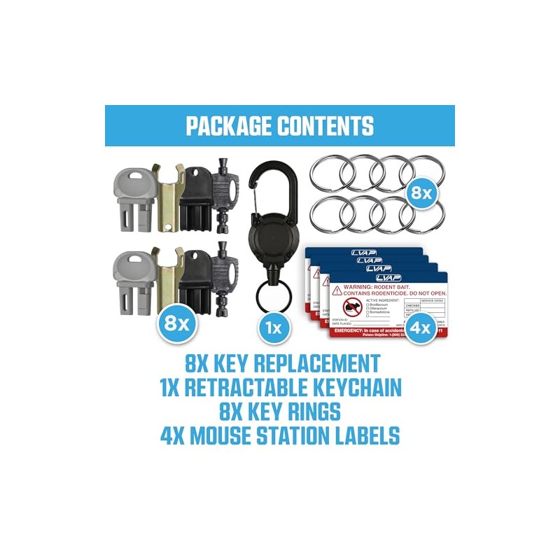8 Pack Rodent Bait Station Keys for Protecta LP, EVO