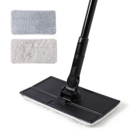 Eyliden Floor Mop, Floor Wiper Mop, Wall Gap Cleaning, Folding Mop, Water Wipe, Dry Wipe, Cleaning Mop, 2 Types of Mop Cloth, Replacement, Convenient Storage, Extension Pole Included, No Strain on