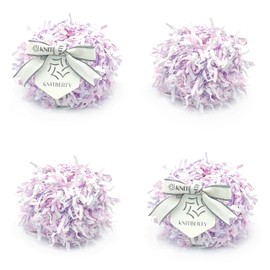 Knitberty Freefly Fancy Premium Soft Shredded Paper Cashmere Polyester Nylon 7 Ply DK Yarn for Knitting Crochet Multicolor 400G (Pea Flower, 400G)