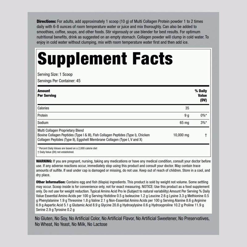 Piping Rock Multi Collagen Protein Powder | 16 oz Unflavored