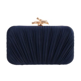 Syrads Clutch Handbag for Women Evening Bag Pleated Clutch Bag with Chain for Wedding Party, darkblue
