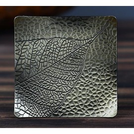 Legierung Bronze Metall Untersetzer Runde Chinesische Tee Isolierte Untersetzer Kung Fu Tee Set (Pipalblatt)