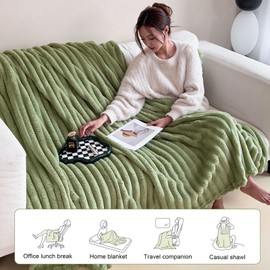 Cuddly Blanket Fluffy Rabbit Plush Blanket Green 180 x 200 cm Fluffy Blanket Living & Cuddly Blankets Super Soft Sofa Blanket Cuddly Thick Flannel Blanket Wool Blankets for Couch Bed Office