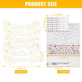 Glitter Freckles Face Tattoo, 11 PCS Sparkle Freckles Makeup Patches for Women, Gold Face Glitter Stickers,Temporary Freckle Tattoos,Face Waterproof Gem Stickers Jewels,Rave Festival Accessories