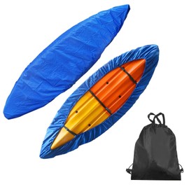 (2.6m-6m/7.8-18ft) Kayak Cover Canoe Cockpit Dust Cover, Waterproof UV Sunblock Shield Protector for 7 Sizes Fishing Boat,Kayak,Canoe,Paddle Board (Blue, Suitable for (3.1-3.5m/9.3-10.5ft) Kayak)