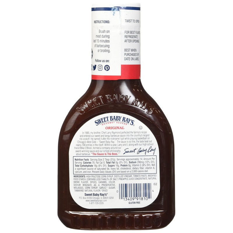Sweet Baby Ray's Gourmet Sauce Barbecue Flavor (18 Ounce (Pack