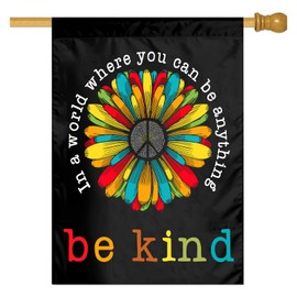 In A World Where You Can Be Anything Be Kind Garden Flag 28 X 40 Inch Peace Outdoor Floral Mini Yard Flag House Flags Double-Sided Farmhouse Sign For Home Garden Decoration