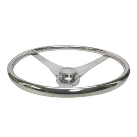 Pactrade Marine Boat Durable 3 Flat Spoke Stainless Steel Sports Steering Wheel, 15-1/2"L