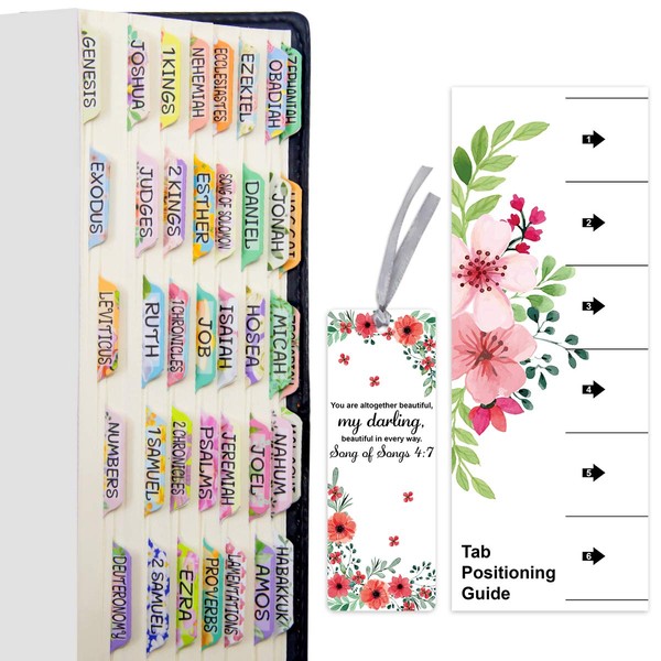 Decorative Laminated Bible Tabs 100PCS Cute Bible tabs for Women and Girl 66 Book Tabs 34 Blank Tabs for Old and New Testament