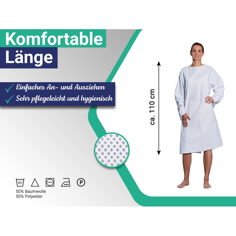 ZOLLNER Patient Shirt Open Back - with Long Sleeves and