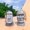2PCS Easter Island Figurine Keychains, Moai Statue Sculpture Keyring Pendant