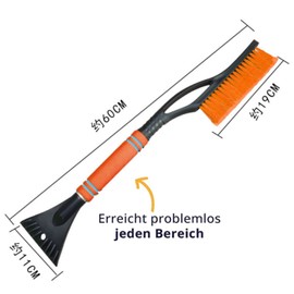 Tuofang Ice Scraper Car with Broom 2-in-1 Removable Ice Scraper, Snow Car Broom with Non-Slip Foam Handle for Car, Truck and SUV Windscreen, Home Window (67 cm) (Orange)