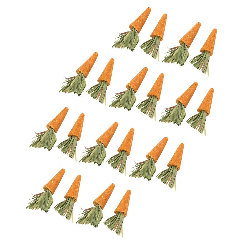 20pcs Carrot Shaped Hamster Toy Teeth Grinding Decorative Crude Fiber