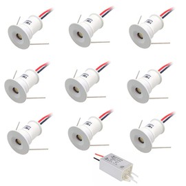 ruimeimei 9PCS 12V 1W Recessed Celling Light for Kitchen, Stairs, Closet, Hallway,Artwork Mini Light,DIY Lighting, Embedded Showcase Light, Cabinet Downlight IP65 (White Shell, 30D White)