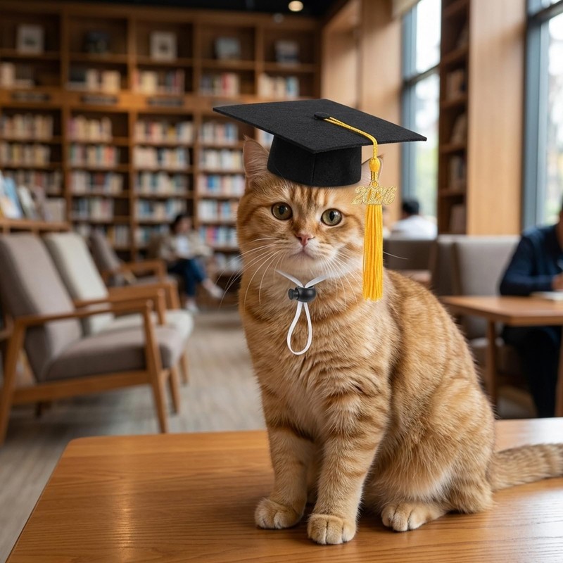 Cat Graduation Cap, Mini Graduation Caps Set for Small Pets,