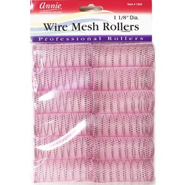 Annie Wire Mesh Rollers #1024, 12 Count Pink Large 1 1/8 Inch