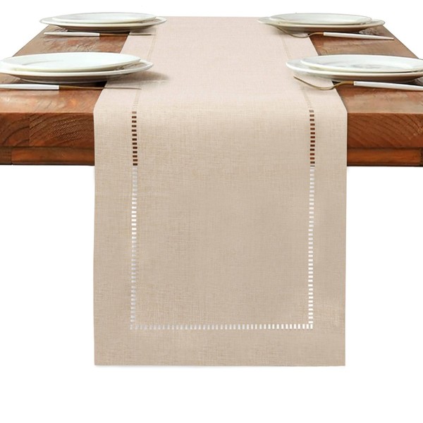 BAZIOE Linen Table Runner Beige Table Runner Washable Modern Table