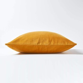 HOMESCAPES Mustard Velvet Cushion Cover Super Soft Cotton Velvet Luxury Square Scatter Cushion Plain Dark Yellow Accent Throw Pillow for Sofa and Bed Decoration with Hidden Zipper, 60 x 60cm
