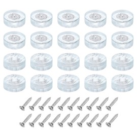 sourcing map 20 Pcs 1.14x0.43 Inch Round Rubber Furniture Feet with Screws, Washer, Non-Slip Furniture Floor Pads for Chair Table Sofa Couch Legs, Clear
