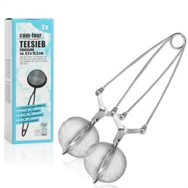 COM-FOUR® 2X Tea Tongs, Ball-Shaped Tea Infuser Made of 304 Stainless Steel, Tea strainers for Loose Tea, Strainer Tongs for Tea Lovers (02 Pieces - Ø 5.5 cm)