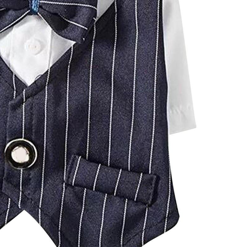 Pet Suit Bow Decor Striped Breathable Dog Cat Wedding Shirt