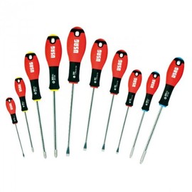 USAG U03220255 - 322 SH10 - Set of 10 screwdrivers for slot-head, PHILLIPSÂ® and POZIDRIVÂ® screws
