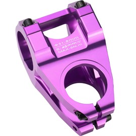 MTB Stem 31.8 45mm Mountain Bike Stem 0 Degree Short Handlebar Stem MTB Head Stem for Most Bicycle, Road Bike, BMX, Fixie Gear, Cycling Purple
