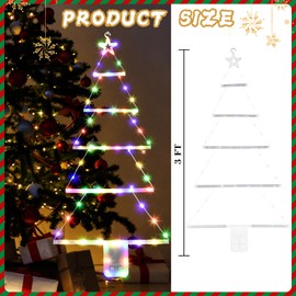 Gulfmew Christmas LED Ladder Lights 3 ft Battery Christmas Ladder Tree Lights Outdoor Christmas Ladder Decorations Lights for Window Wall Home Garden Outdoor Indoor Decor