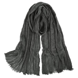 DAMILY 190 x 90 cm Men's Scarf Cotton Mixed Scarf Retro Autumn Winter Fashion Long Neckerchief Men's Scarf, black