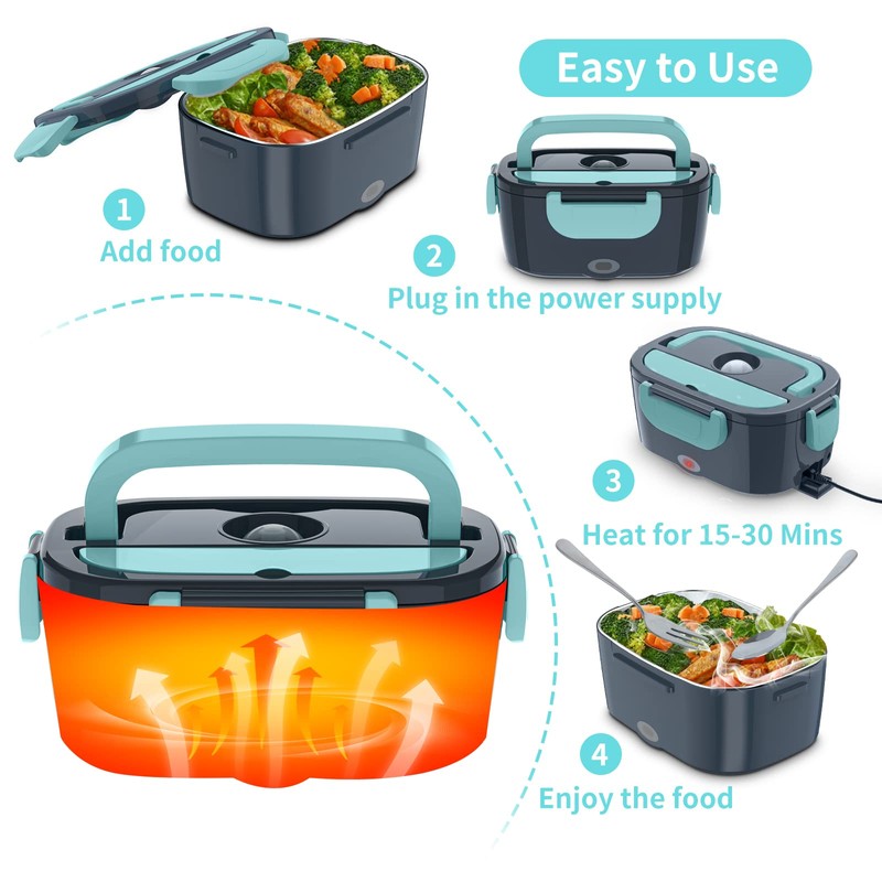CHARMDOO Electric Lunch Box, Food Warmer Heater 12V 24V 110V,