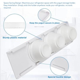 Yogurt Slider Buckle Design Storage Holder for Refrigerator, Easy to Install, Holds 4 Jars for Yogurt Lovers