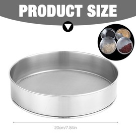DAJASD Mehlsieb Edelstahlsieb, 20cm Feines Mehlsieb Feinmaschig, 150 Mesh Runde Backsieb Puderzuckersieb, Wiederverwendbar Mehlsieb Einhand für Reis Bohnen Getreide Obst Gemüse (Silber)