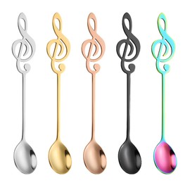 5 Pcs Music Note Coffee Spoons,Stainless Steel Coffee Spoon,Mini Tea Spoons for Stirring Dessert Ice Cream