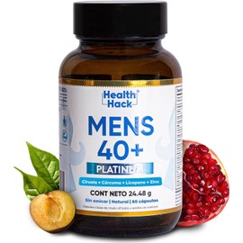 Health Hack Prostate Power Platinum | Fórmula Superior Potente para Salud Próstata | Avanzada: Ciruelo Africano, Té Verde, Curcuma, Licopeno, Zinc, Vitaminas E, C, B9, D3, Resveratrol y Más