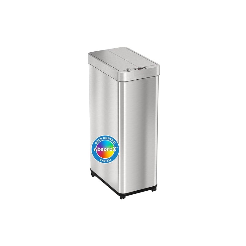 iTouchless 18 Gallon Wings-Open Mobile Wheeled Kitchen Trash Can with