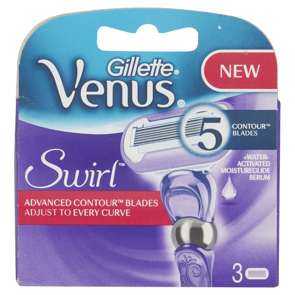 Gillette Venus Swirl Razor Blades for Women, Pack of 3 Refill Blades, Mothers Day Gifts, (Packaging May Vary)