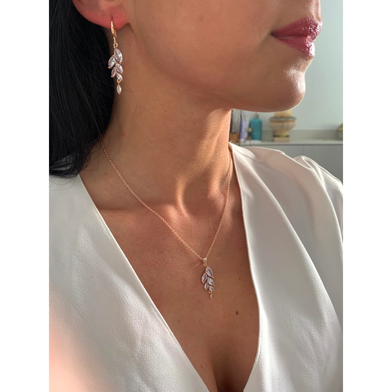 ONDEGO Rose Gold Earrings Bridal Jewellery Gift Leaf