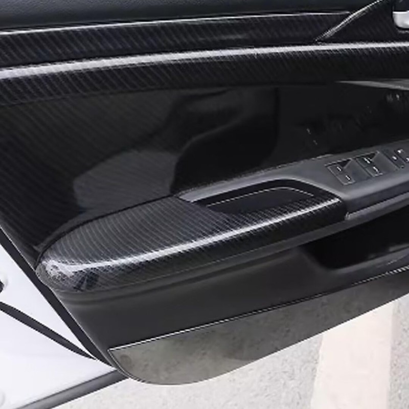 4Pcs Carbon Fiber Pattern Interior Door Armrest Panel Trim Cover