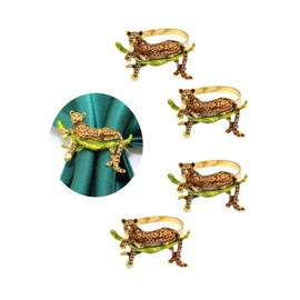 WUYUNTAI Set of 4 Napkin Rings Leopard Print/Squirrel Napkin Ring Animal Napkin Rings Metal Napkin Holders Animal Serviette Buckles for Easter Dinner Table Decorations (Leopard Print)