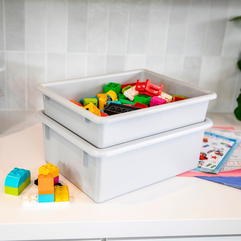 ECR4Kids Letter Size Deep Tray with Lid, Storage Bin, Contemporary,