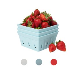 Casa Nico Silicone Berry Bowls – Durable Modern Farmhouse Colander & Storage Basket for Fruits and Vegetables, Refrigerator Organization, Dishwasher Safe, Oven Safe (Set of 3, Cloud)
