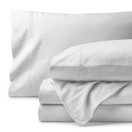 Bare Home Organic Cotton Flannel Sheet Set - Full XL Size - 100% Cotton - Double Brushed for Extra Softness & Comfort - Warm, Cozy, and Durable - Breathable - Bed Sheets (Full XL, White)