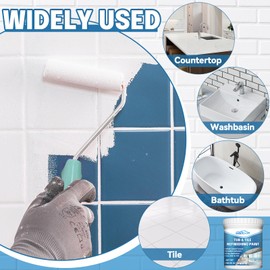 Tub and Tile Refinishing Kit, White Tile Paint 35oz with Tools, Odorless DIY Countertop Paints for Wall, Fiberglass/Bathroom/Floor/Cabinet/Kitchen/Porcelain
