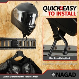 E Track Helmet Holder, E-Track Motorcycle Bicycle Dirt Bike Helmet Hanger Rack Hook Mount Bracket Display Storage Organizer Stand, Etrack Accessories for Enclosed Trailer, Truck, Warehouse and Garage