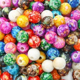 HOMICO 200PCS 8mm Acrylic Beads Oil Painting Flower Bracelet Beads for Bracelets Rainbow Beads for Jewelry Making DIY Crafts Necklaces Making
