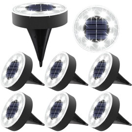 Joomer Solar Ground Lights, 8 Pack 8 LED Solar Lights Outdoor Waterproof IP68 Solar Disc Lights In-Ground Landscape Lighting Outdoor Lights for Patio Pathway Lawn Yard Driveway Walkway (White)