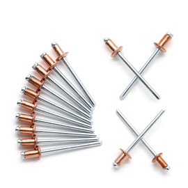 HARSKIYER 1/8" x 1/4" Red Copper Pop Rivets Assortment - 60Pcs, Aluminum Rivets Metal Blind Rivets Kayak Rivets Tool Marine rivet fasteners for Boat